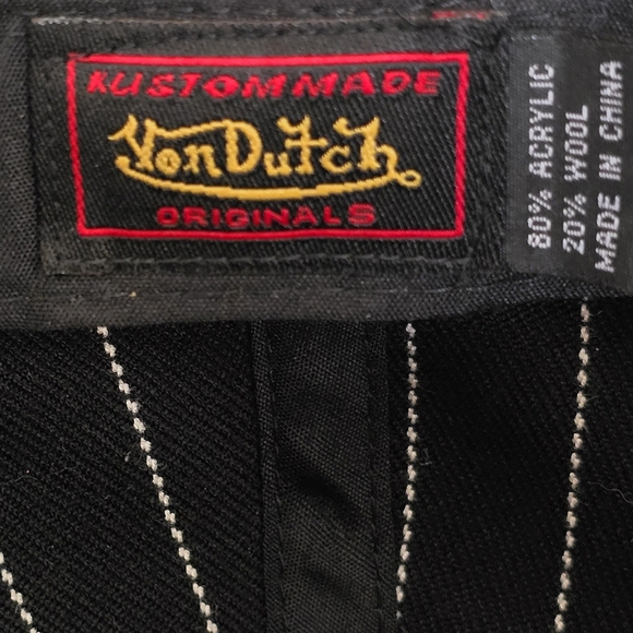 🖤 Von Dutch Originals Vintage Rare HTF Striped Kustommade Velcro Back Hat - Picture 4 of 4